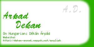 arpad dekan business card