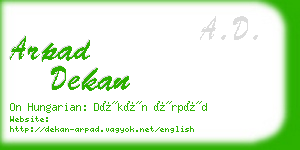 arpad dekan business card